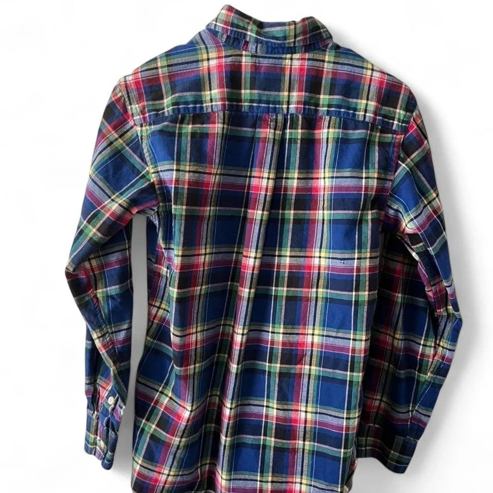 Ralph Lauren Plaid Cotton Button Up Short Boys Size Large 14/16 Preppy Academia